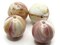 4 20mm Off White with Red and Brown Stripe Vintage Lucite Round Beads